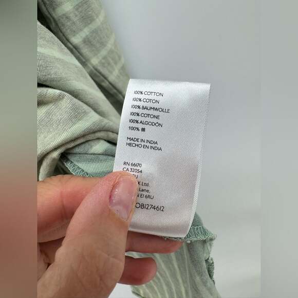 Pilcro Anthropologie The Riley Top Scoop Neck Green Striped Cotton Relaxed Fit - Picture 5 of 8
